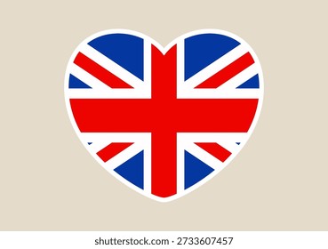 Iconic Union Jack Flag Beautifully Designed in a Heart Shape, Symbolizing British Love and Patriotism.