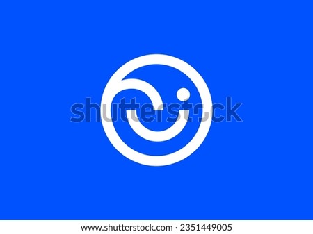 iconic and unique look for smile icon letter O on circle shape