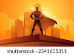 Iconic urban defender, Superhero silhouette against cityscape backdrop. Vigilance, power, and heroism captured in one striking image