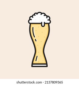 Iconic vector beer pint with foam. Ready to use in multiple projects like websites, apps, shops, videos, games, sport equipment, marketing among others.