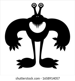 iconic vector illustration depicting the silhouette of a night monster from a closet or from under the bedside, starring in nightmares
