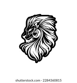 Iconic vector logo of a black and white lion.