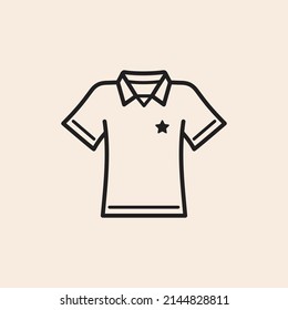 Iconic Vector Outline Soccer - Football Shirt With Star Team Crest. Ready To Use In Multiple Projects Like Websites, Apps, Shops, Videos, Games, Sport Equipment, Marketing Among Others.