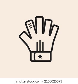 Iconic vector outline Soccer - Football Goalkeeper's Gloves with star. Ready to use in multiple projects like websites, apps, shops, videos, games, sport equipment, marketing among others.
