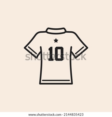 Iconic vector Outline Soccer - Football shirt wear with number 10 and star on the back. Ready to use in multiple projects like web, apps, shops, videos, games, sport equipment, marketing among others.