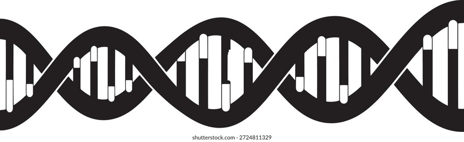 An iconic vector silhouette of a DNA double helix strand Representing genetics and biology