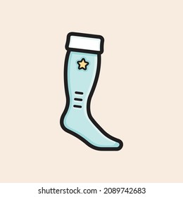 Iconic vector Soccer - Football blue sock with star. Ready to use in multiple projects like websites, apps, shops, videos, games, sport equipment, marketing among others.