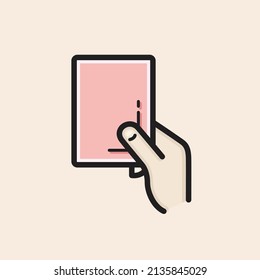 Iconic vector soccer - football referee hand with red card. Ready to use in multiple projects like websites, apps, shops, videos, games, sport equipment, marketing among others.