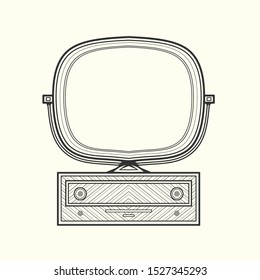 Iconic Vintage Television Line Art