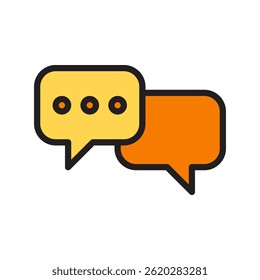 Representações visuais icônicas de duas bolhas de fala simbolizando o diálogo aberto para o apoio à saúde mental e a conexão na sociedade moderna