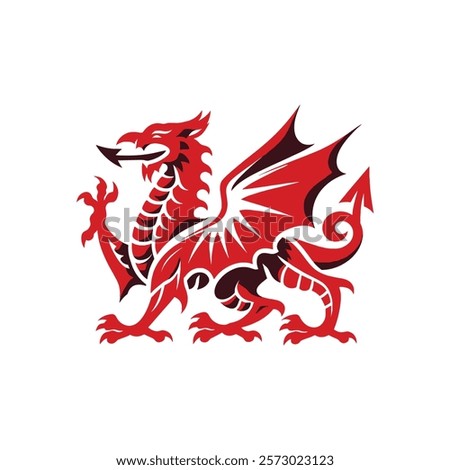 Iconic Welsh Red Dragon Illustration Perfect for St Davids Day Graphics and Decorations