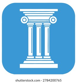 Iconic white ancient greek column on blue background symbolizing history and architecture