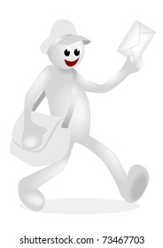 Iconic white figure delivering mails