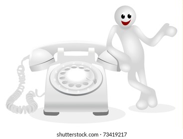 Iconic white figure with a telephone