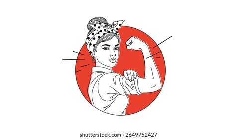 Iconic woman flexing bicep symbol of strength and empowerment represents determination and resilience in the face of adversity