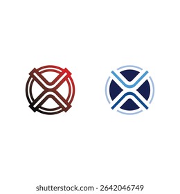 Iconic X Typography Vector Logo with Circular and Angular Line Combinations