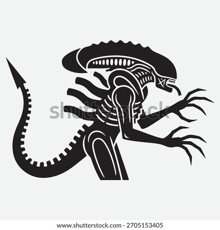 Iconic Xenomorph Alien Creature Silhouette, Sci-Fi Horror Icon
