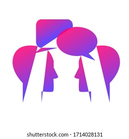 icon/logo depicting two people during a conversation is suitable as a logo or designation of support services in infographics