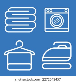 Icon,logo, sign, and vector for laundry purpose bussiness. 4 type sign machine laundry, iron, hanger, and pile of clothes. Usable for promotion, wallpaper or any other purpose.