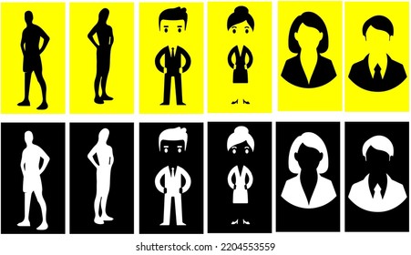 iconMale and female to symbolize places such as bathrooms, bedrooms, rooms exclusively for men or women.
