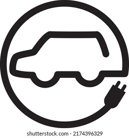 Icono circular cargador de coche eléctrico con enchufe