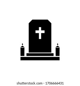 Icono de un cementerio. Imagen sólida básica.