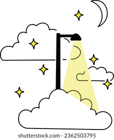 Icono de una noche con nubes para su diseño web, logotipo, interfaz de usuario. ilustración