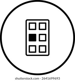 Iconographic representation of chocolate bar in a circle suitable for design projects