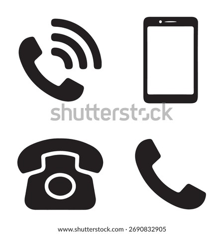 Iconography of communication devices from vintage rotary to modern smartphone