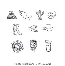 Iconos culturales de México. Traditional elements of Mexico