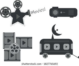 Iconos para diseñar carteles, posters, peliculas and cine