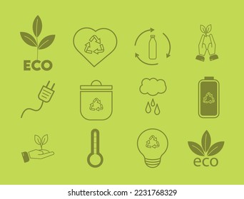 iconos ecológicos. Piensa Verde. Salve el planeta. se ecologico