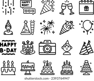 iconos, simbolos, vectores, feliz cumpleaños, celebración, fiesta, festejo, icons, symbols, vectors, happy birthday, celebration, party, party, celebration