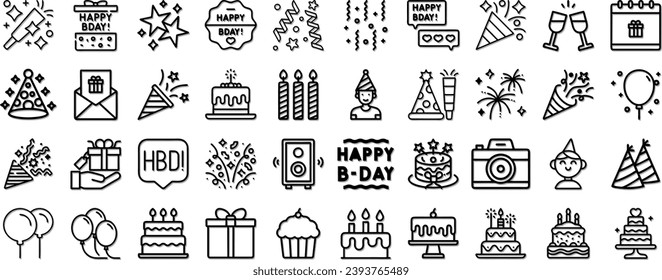 iconos, simbolos, vectores, feliz cumpleaños, celebración, fiesta, festejo, icons, symbols, vectors, happy birthday, celebration, party, party, celebration