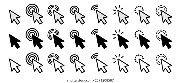 Сursors icon,Сlick icon.Pointer click.Computer mouse click. Mouse click cursor icon.Vector