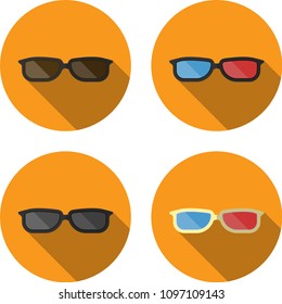 Icons of 3d glasses. Flat style. Isolated on a white background.