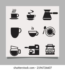 icons about coffee, coffee beans, coffee makers, coffee cups and others drawn on paper are very suitable for icons, flyers, social media and others