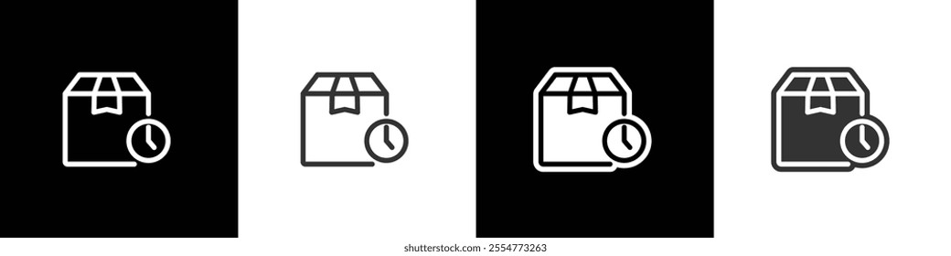 Icons about delivery boxes and package. Delivery boxes and package, Flat and thin line icon. Symbol collection in black, white and transparent background. Eps10.