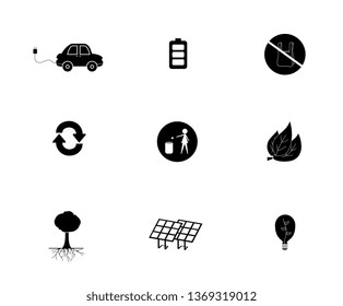 Icons about the environment on white background.