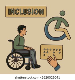 Icons about inclusion. Barrier-free life