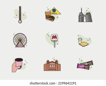 Icons about Kharkiv. Kharkiv is a city of Ukraine.