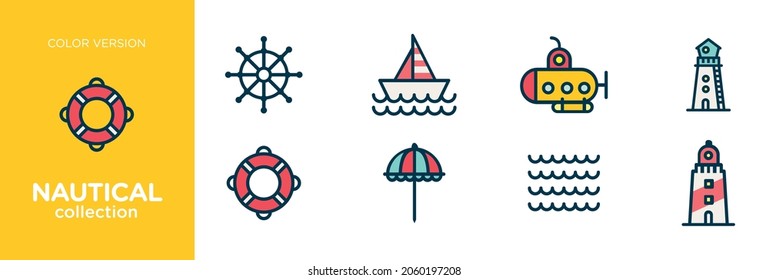 Icons and about nautical theme, summer, sea, pirate, navigation