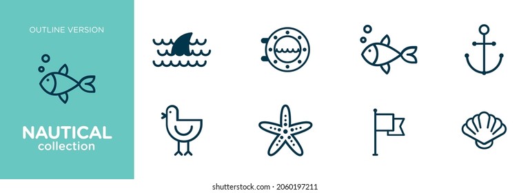 Icons and about nautical theme, summer, sea, pirate, navigation