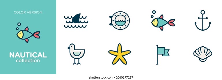 Icons and about nautical theme, summer, sea, pirate, navigation