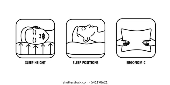 Icons About Pillow Features. Comfortable Sleep