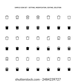 Icons about trash bin and trash bin condition
