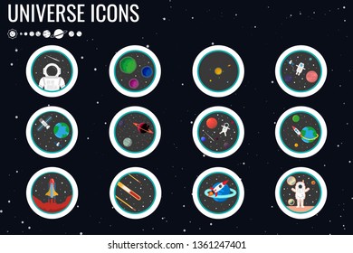 Icons about universe space solar system. astronaut with planet design.vector and illustration