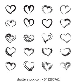 Icons abstract hearts. Vector illustration.