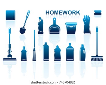 Icons of accessories and means for cleaning