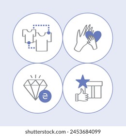 Icons of Advantages for your business, solid contour